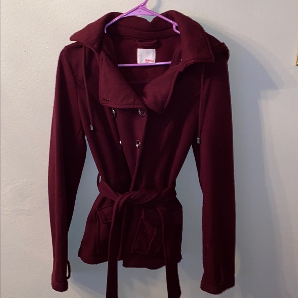 burgundy coat